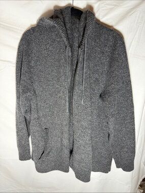 Faherty Men's Gray Hooded Zip Knit Sweater